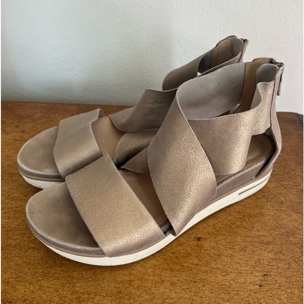 Eileen Fisher Sport Suede Criss Cross Banded Platform Sandals 7